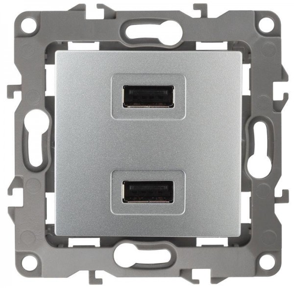  Устройство зарядное USB 12-4110-03 5В-2100мА алюм. ЭРА Б0027493 