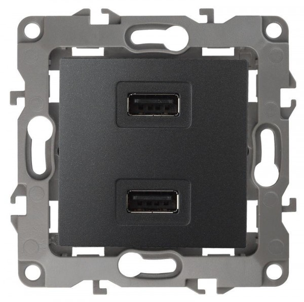  Устройство зарядное USB 12-4110-05 5В-2100мА антрацит ЭРА Б0027495 