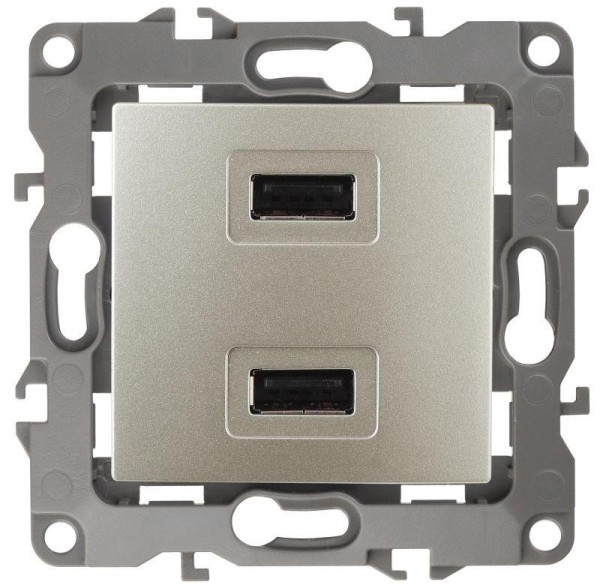  Устройство зарядное USB 12-4110-04 5В-2100мА шампань ЭРА Б0027494 