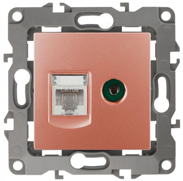  Розетка информационная RJ45+TV 12-3110-14 медь ЭРА Б0027449 