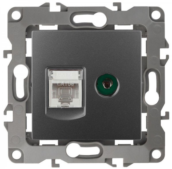  Розетка информационная RJ45+TV 12-3110-12 графит ЭРА Б0027447 