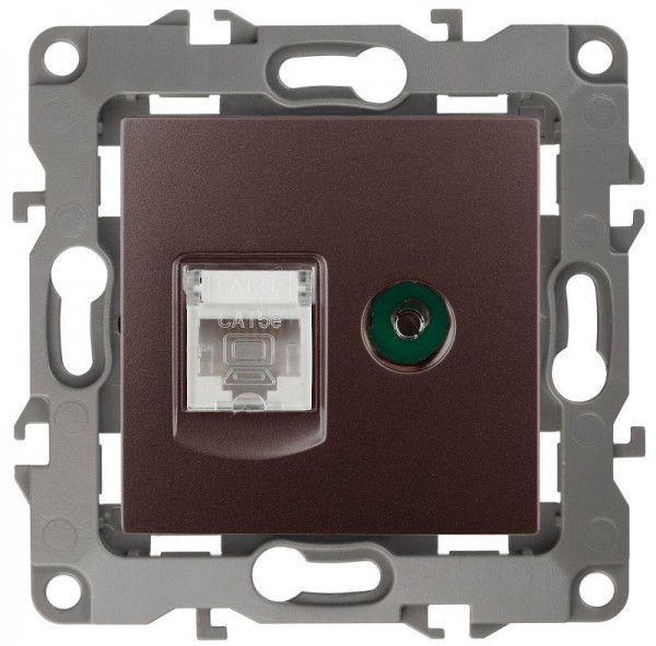  Розетка информационная RJ45+TV 12-3110-13 бронза ЭРА Б0027448 