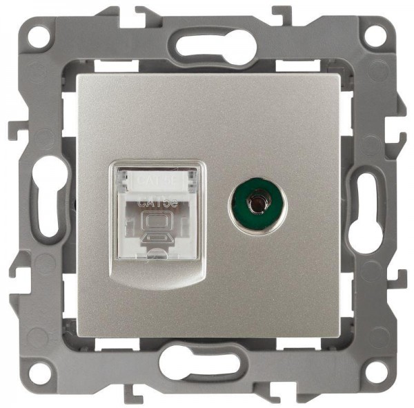  Розетка информационная RJ45+TV 12-3110-15 перламутр ЭРА Б0027450 