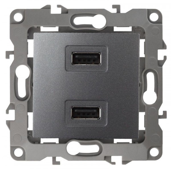  Устройство зарядное USB 12-4110-12 5В-2100мА графит ЭРА Б0027497 