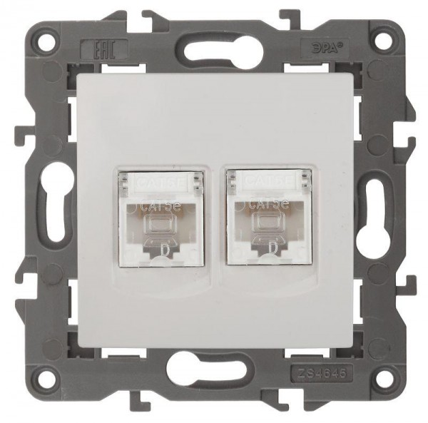  Розетка 14-3108-01 2хRJ45 Elegance бел. ЭРА Б0034308 
