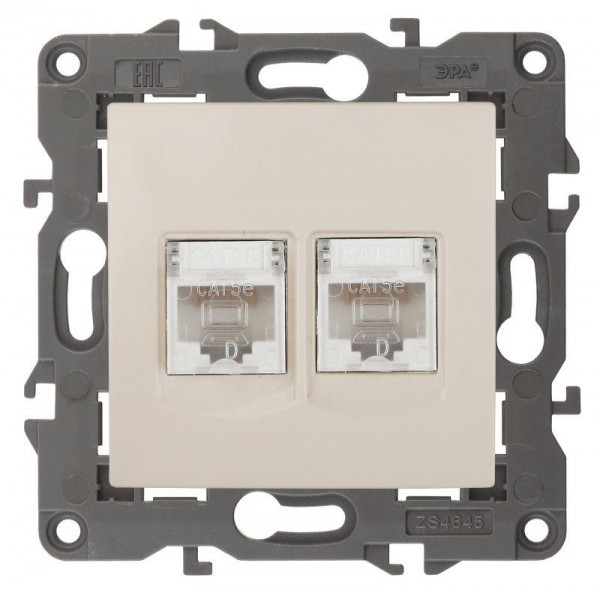  Розетка 14-3108-02 2хRJ45 Elegance сл. кость ЭРА Б0034309 
