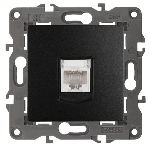  Розетка 14-3107-05 RJ45 Elegance антрацит ЭРА Б0034306 