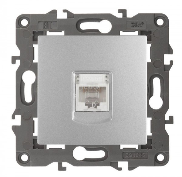  Розетка 14-3107-03 RJ45 Elegance алюм. ЭРА Б0034304 