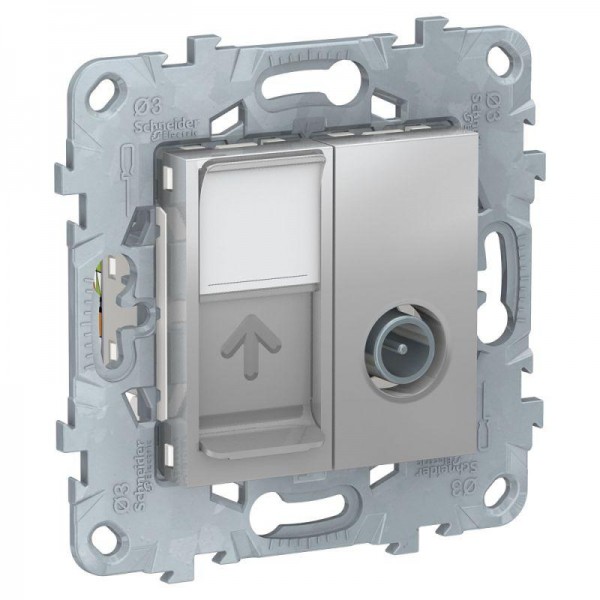  Механизм розетки TV UNICA NEW одиночная + комп. RJ45 кат.6 UTP алюм. SchE NU547030 