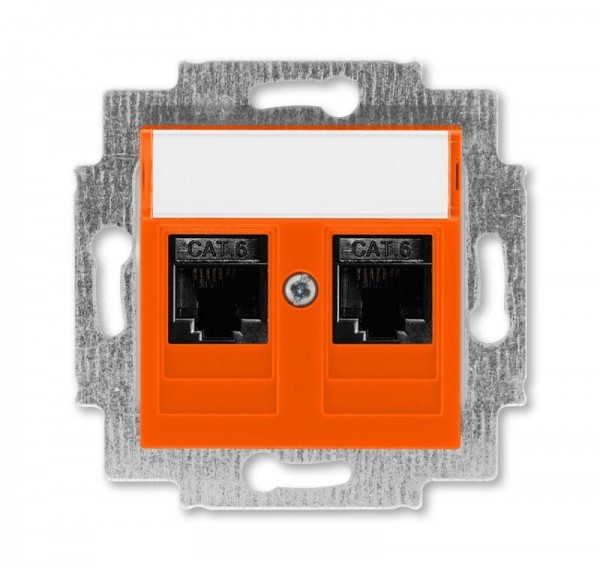  Розетка информационная Levit двойная 2хRJ45 кат. 6 оранж. ABB 2CHH296118A6066 