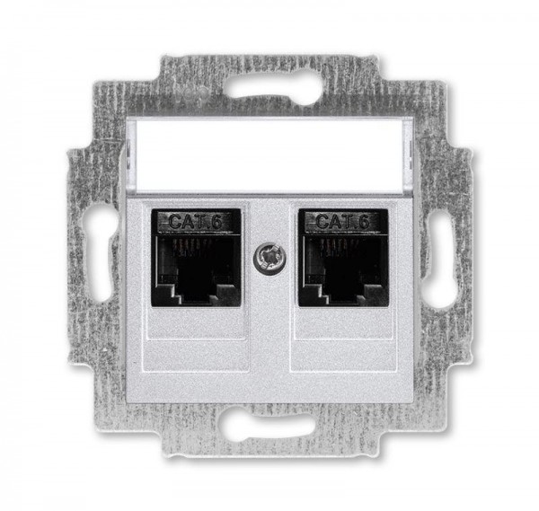  Розетка информационная Levit двойная 2хRJ45 кат. 6 серебр. ABB 2CHH296118A6070 