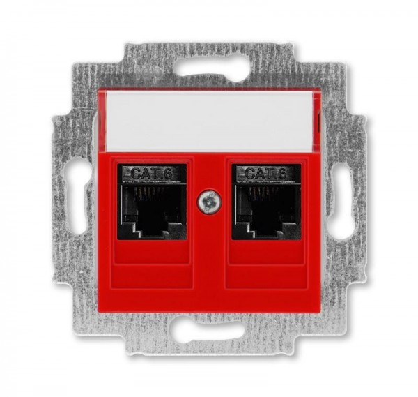  Розетка информационная Levit двойная 2хRJ45 кат. 6 красн. ABB 2CHH296118A6065 