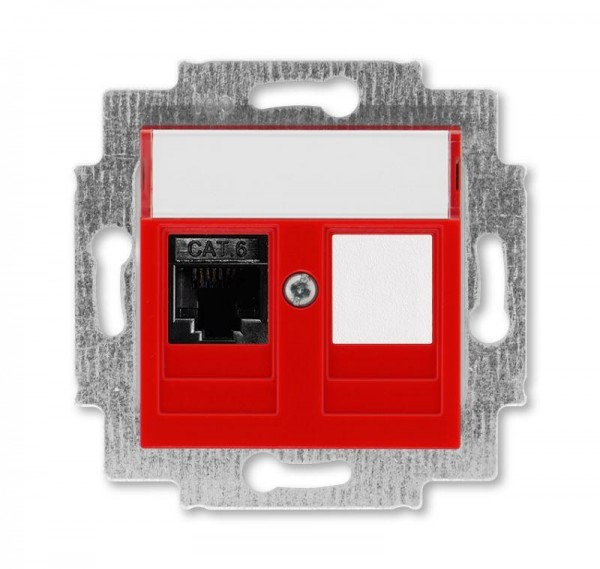  Розетка информационная Levit RJ45 кат. 6 и заглушка красн. ABB 2CHH296117A6065 