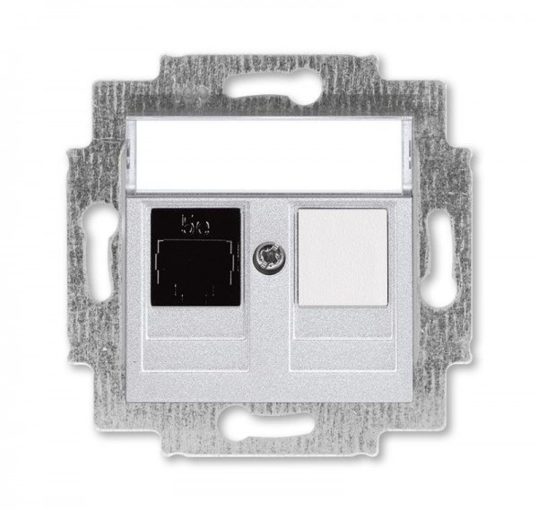  Розетка информационная Levit RJ45 кат. 5e и заглушка серебр. ABB 2CHH295117A6070 