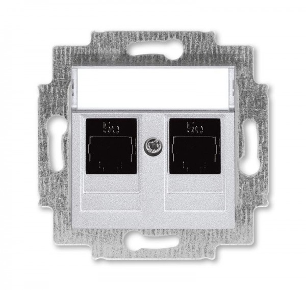  Розетка информационная Levit двойная 2хRJ45 кат. 5e серебр. ABB 2CHH295118A6070 