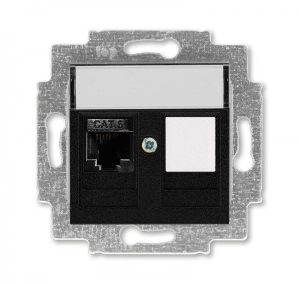  Розетка информационная Levit RJ45 кат. 6 и заглушка антрацит ABB 2CHH296117A6063 