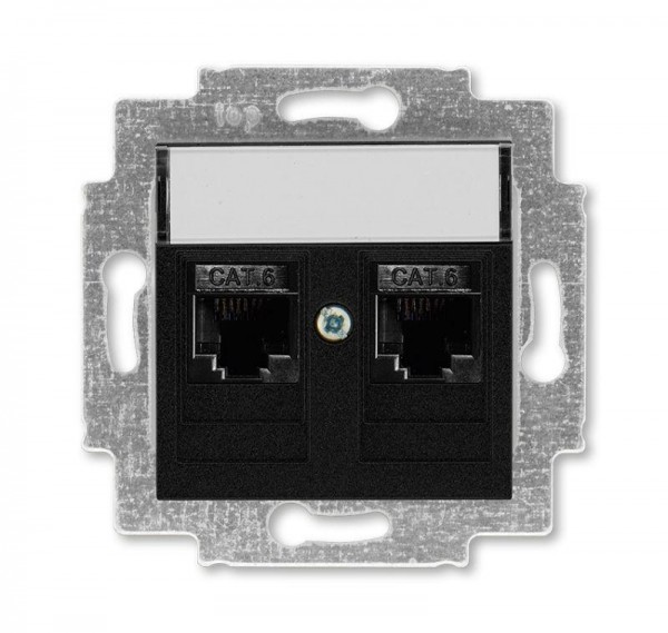  Розетка информационная Levit двойная 2хRJ45 кат. 6 антрацит ABB 2CHH296118A6063 