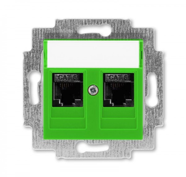  Розетка информационная Levit двойная 2хRJ45 кат. 6 зел. ABB 2CHH296118A6067 