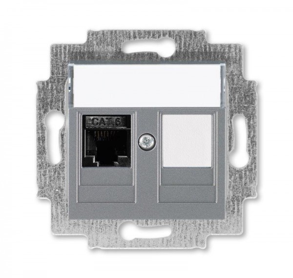  Розетка информационная Levit RJ45 кат. 6 и заглушка сталь ABB 2CHH296117A6069 
