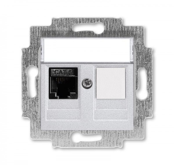  Розетка информационная Levit RJ45 кат. 6 и заглушка серебр. ABB 2CHH296117A6070 