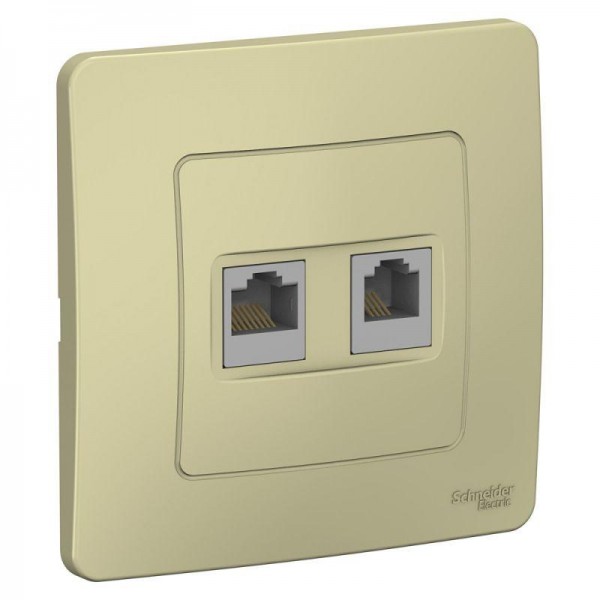  Розетка компьютерная + телеф. 2-м СП BLANCA RJ45 кат.5e + RJ11 беж. SchE BLNIS045117 