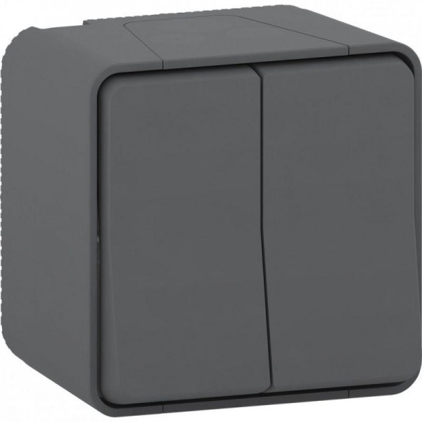  Переключатель 2-кл. ОП Mureva Styl 10А IP55 (сх. 6+6) в сборе антрацит SchE MUR35022 