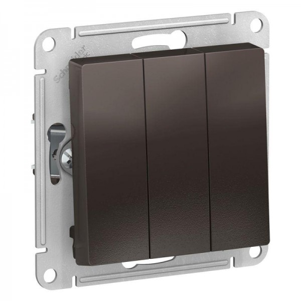  Механизм выключателя 3-кл. СП AtlasDesign 10А IP20 (сх. 1+1+1) 10AX мокко SchE ATN000631 