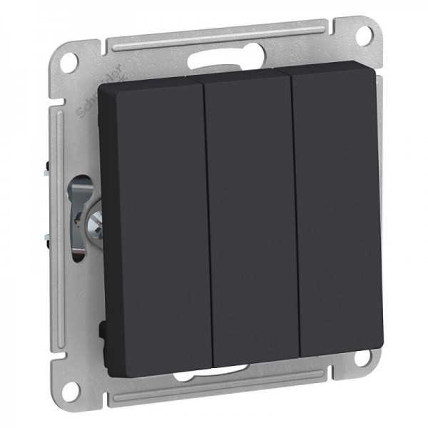  Механизм выключателя 3-кл. СП AtlasDesign 10А IP20 (сх. 1+1+1) 10AX карбон SchE ATN001031 