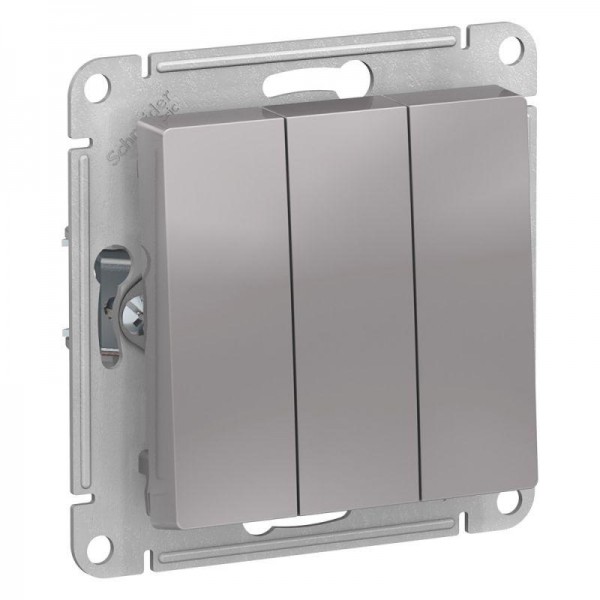  Механизм выключателя 3-кл. СП AtlasDesign 10А IP20 (сх. 1+1+1) 10AX алюм. SchE ATN000331 