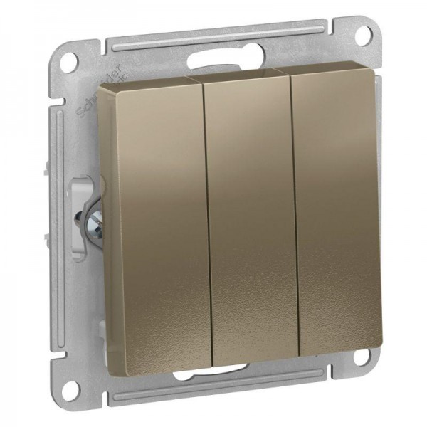  Механизм выключателя 3-кл. СП AtlasDesign 10А IP20 (сх. 1+1+1) 10AX шампань SchE ATN000531 