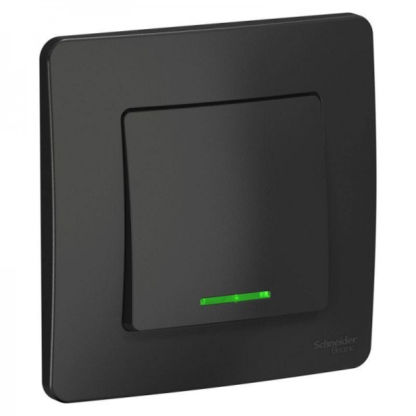  Выключатель 1-кл. СП Blanca 10А IP20 (сх. 1) 250В с подсветкой антрацит SchE BLNVS010116 