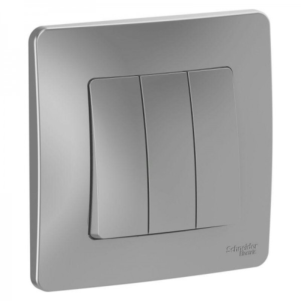  Выключатель 3-кл. СП Blanca 10А IP20 (сх. 1+1+1) 250В алюм. SchE BLNVS100503 