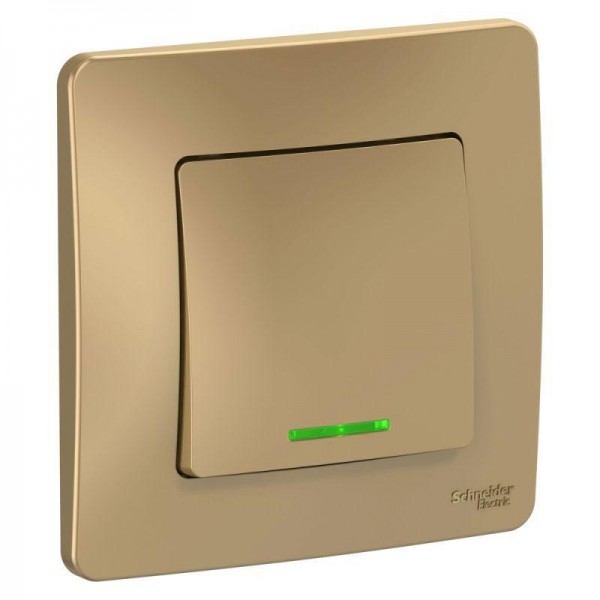  Выключатель 1-кл. СП Blanca 10А IP20 (сх. 1) 250В с подсветкой титан SchE BLNVS010114 