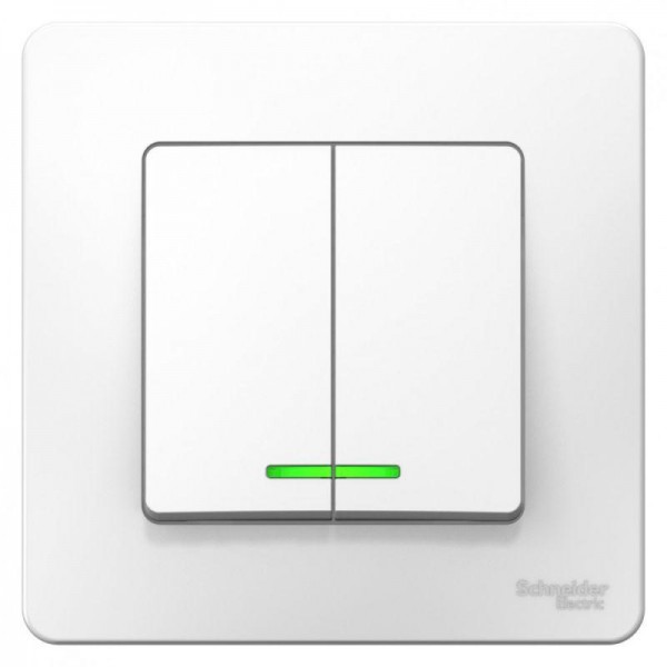  Выключатель 2-кл. СП Blanca 10А IP20 (сх. 5) 250В с подсветкой бел. SchE BLNVS010511 