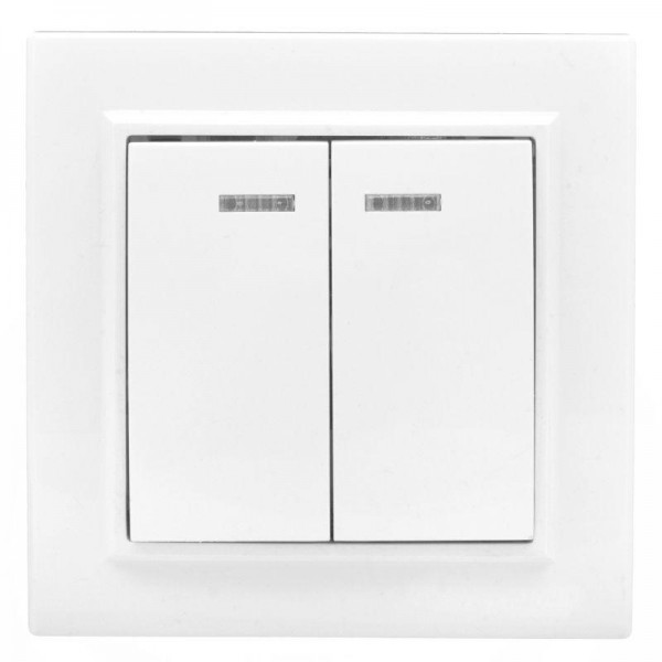  Выключатель 2-кл. СП Минск 10А IP20 с индикатором бел. Basic EKF ERV10-123-10 