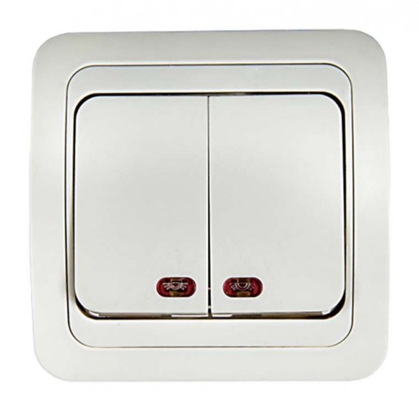  Выключатель 2-кл. СП Classico 10А IP20 с подсветкой 2123 бел. ASD / IN HOME 4680005959877 