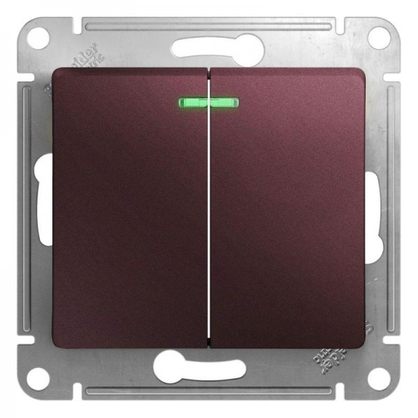  Механизм выключателя 2-кл. СП Glossa 10А IP20 (сх. 5а) 10AX с подсветкой баклажан. SchE GSL001153 