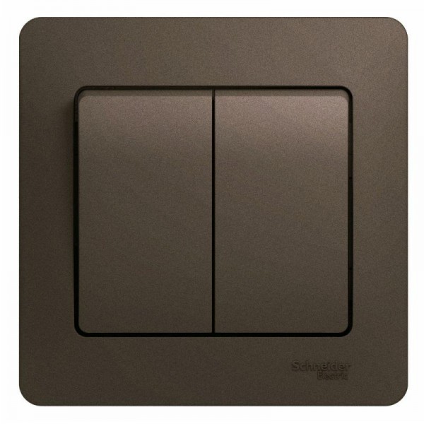  Выключатель 2-кл. СП Glossa 10А IP20 (сх. 5) 10AX в сборе шоколад. SchE GSL000852 