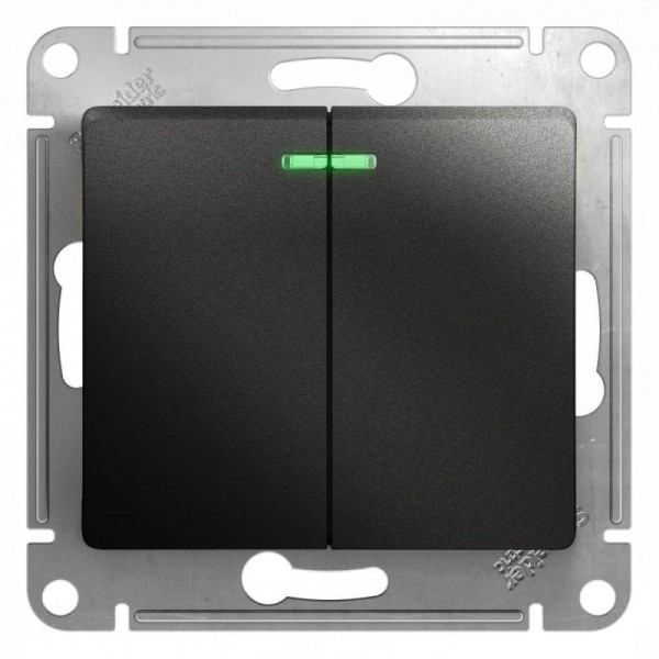  Механизм выключателя 2-кл. СП Glossa 10А IP20 (сх. 5а) 10AX с подсветкой антрацит SchE GSL000753 