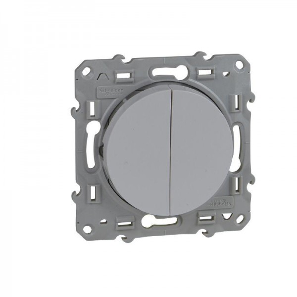  Механизм выключателя 2-кл. СП Odace 10А IP21 (сх. 2) с подсветкой бел. SchE S52R211 
