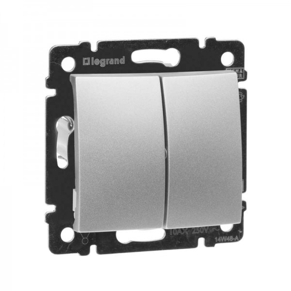  Механизм выключателя 2-кл. СП Valena 10А IP31 250В алюм. Leg 770105 