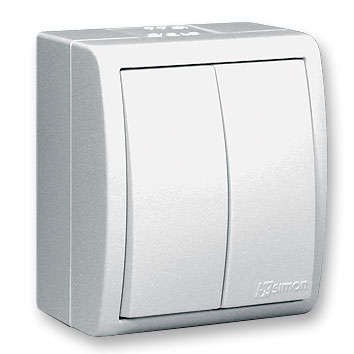  Выключатель 2-кл. ОП Simon 15 Aqua 10А IP54 винт. зажим бел. Simon 1594398-030 