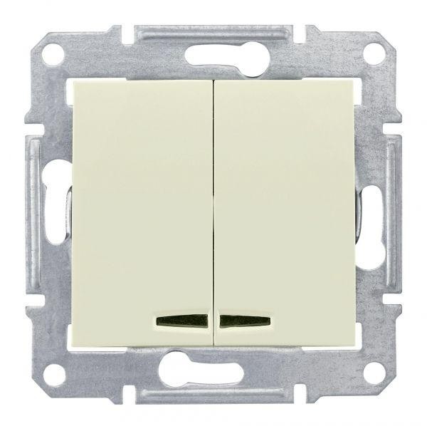  Механизм выключателя 2-кл. СП Sedna 10А IP20 (сх. 5а) 250В с син. подсветкой беж. SchE SDN0300347 