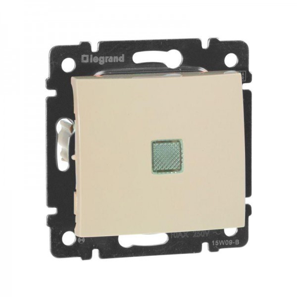  Механизм выключателя 1-кл. СП Valena 10А IP31 250В с зел. индикацией сл. кость Leg 774310 