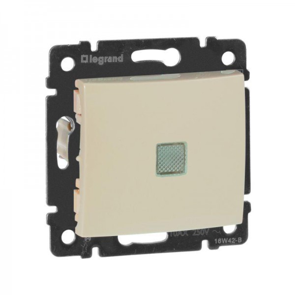  Механизм переключателя на 2 направления 1-кл. СП Valena 10А IP31 250В с зел. индикацией сл. кость Leg 774326 