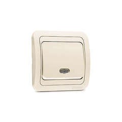  Выключатель 1-кл. СП Mimoza 10А IP20 с подсветкой крем./крем. Makel 25021 