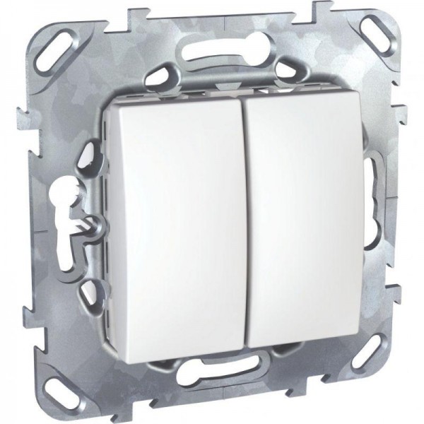  Механизм переключателя 2-кл. СП Unica 10А IP20 (2х(сх. 6)) бел. SchE MGU5.213.18ZD 