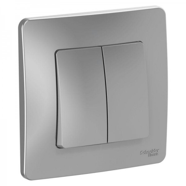  Выключатель 2-кл. СП Blanca 10А IP20 (сх. 5) 250В алюм. SchE BLNVS010503 