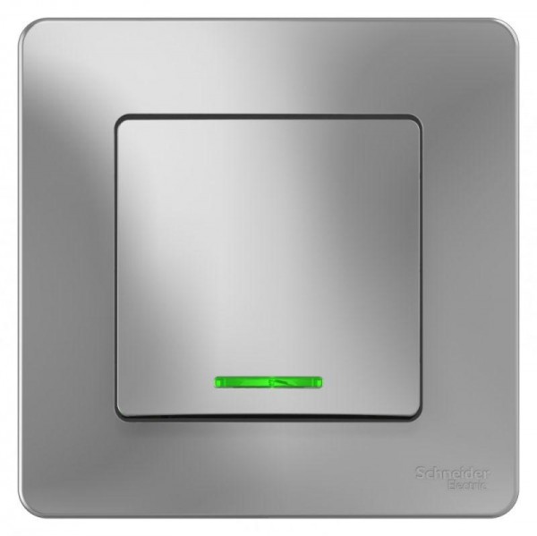  Выключатель 1-кл. СП Blanca 10А IP20 (сх. 1) 250В с подсветкой алюм. SchE BLNVS010113 