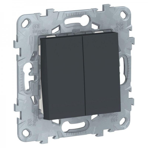  Механизм выключателя 2-кл. 2мод. СП Unica New IP21 (сх. 5) антрацит SchE NU521154 